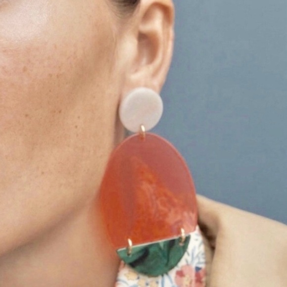 J. Crew Jewelry - J. Crew Bold Modern Pink, Green & White Statement Lucite Earrings